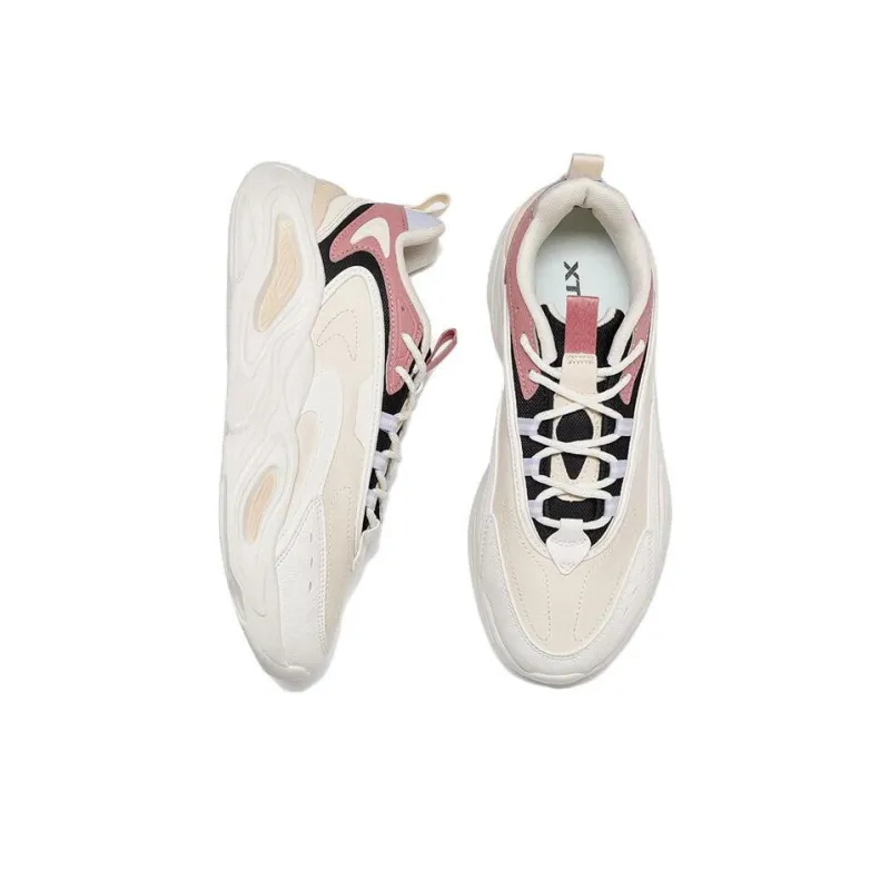 XTEP Mibian Anti-Slip Wear-Resistant Low-Top Sports Casual Shoes Women's White Black Pink-2
