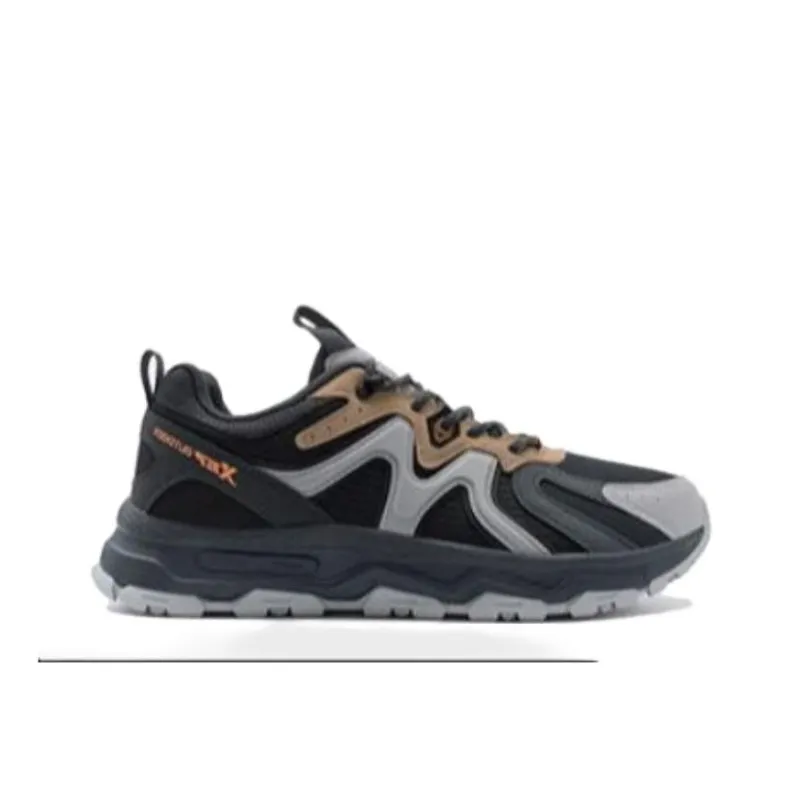 XTEP Anti Slip Wear Resistant Low Top Hiking Shoes Men's Black/Honey Tea Brown-1