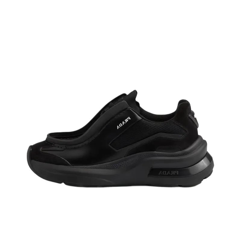 PRADA Systeme Brushed Leather Sneaker 'Black'-0