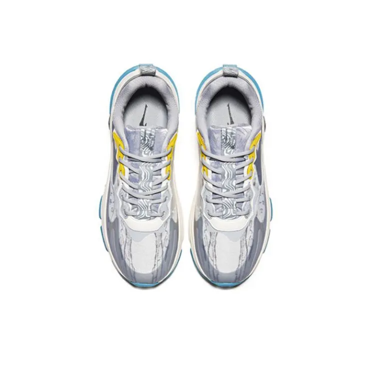Erke Smoke Waves Anti Slip Wear Resistant Low Top Sports Casual Shoes Men's Gray Blue-3