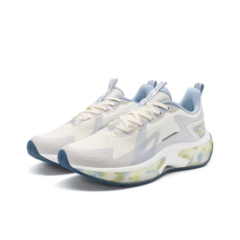 XTEP Anti Slip And Wear Resistant Breathable Low Top Casual Running Shoes Women's White Gray Blue-2