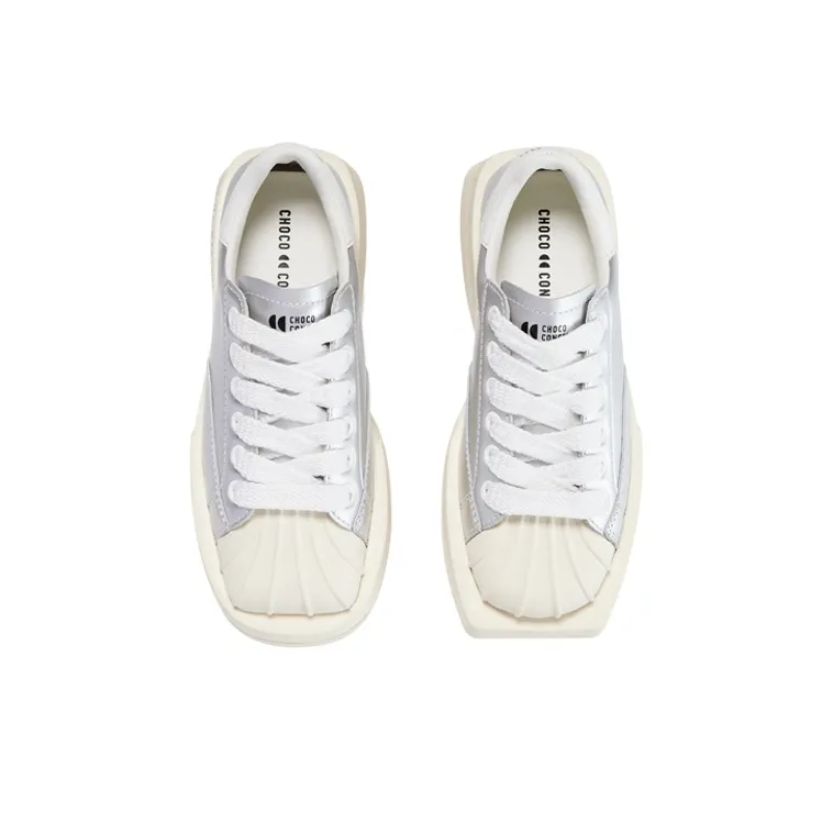 CHOCO CONCERT Low Top Stylish Skateboarding Shoes Unisex Silver Gray-4