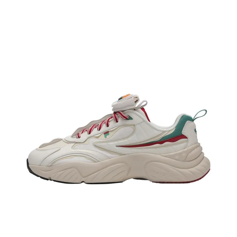 FILA FUSION Good Luck Dumpling Cushioning Anti-Slip And Wear-Resistant Low-Top Casual Shoes Women's White Gray Green-1