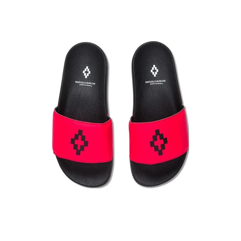 MARCELO BURLON COUNTY OF MILAN Slide Slippers Men's Red Black-4