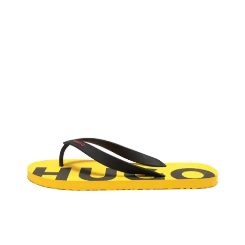 HUGO BOSS EVA Slip Resistant Flip Flops Men's Black Yellow