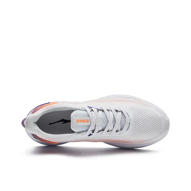 Erke Cushioning Anti Slip And Wear Resistant Low Top Running Shoes Men's White Orange-3