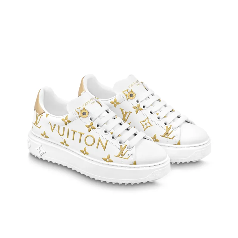 LOUIS VUITTON Time Out Sneakers 'White With Gold Monogram' Women's-2