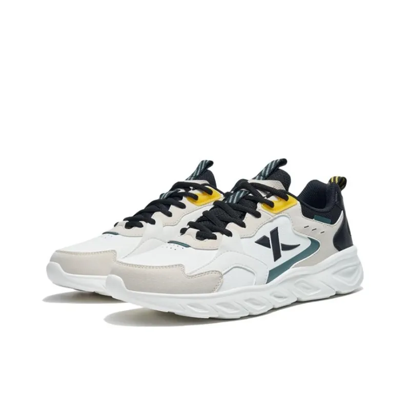 XTEP Cushioning, Slip Resistant, And Abrasion Resistant Low Top Running Shoes Men's White Black-1