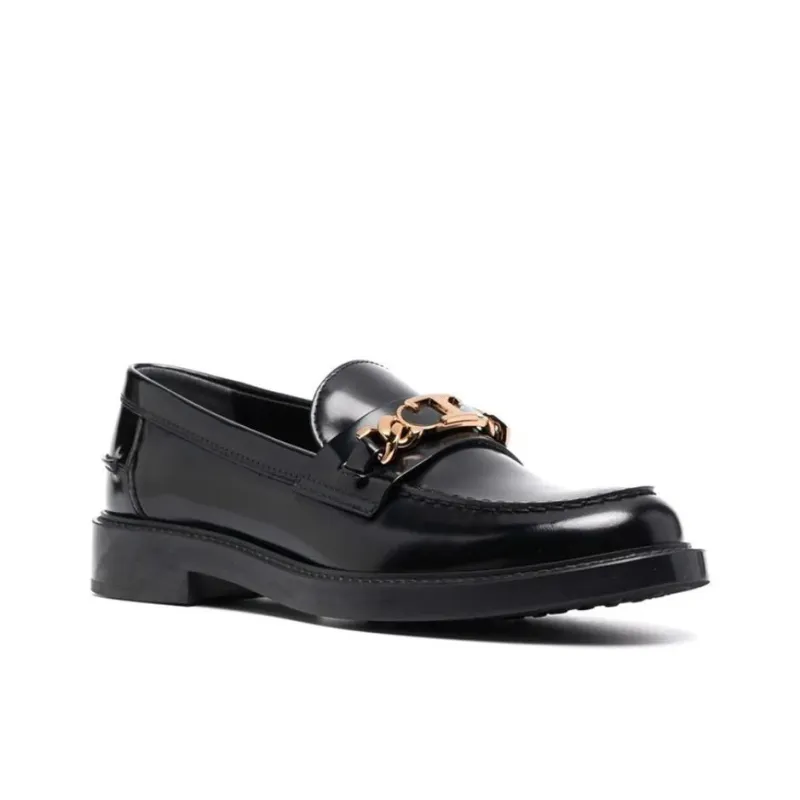 TOD'S Logo plaque Leather Loafers Women's-2
