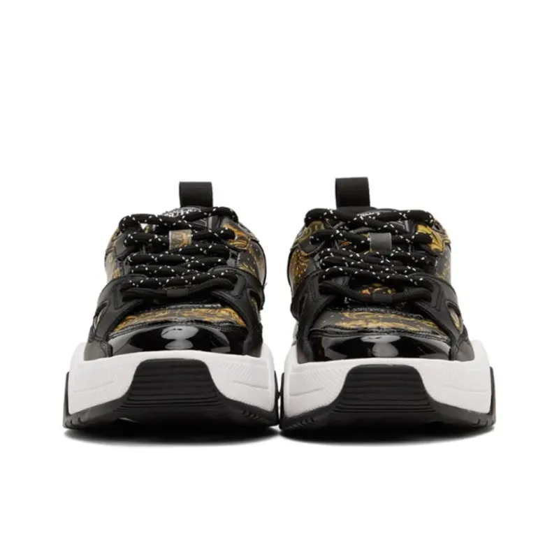VERSACE JEANS Couture Slip-Resistant Low-Top Sports Casual Shoes Women's Black Yellow-4