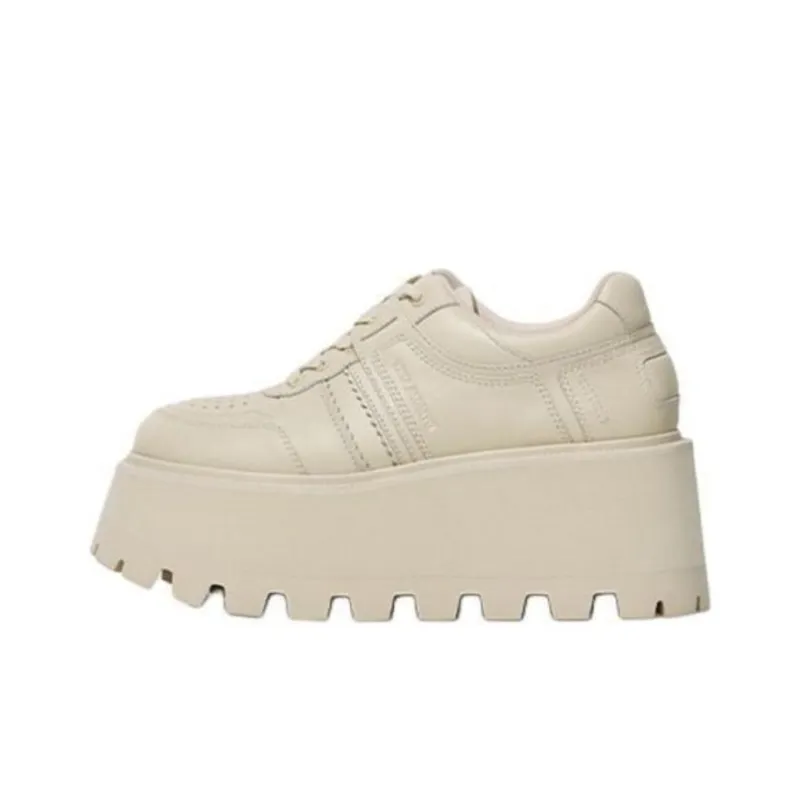 DYMONLATRY Low Top Skateboard Shoes Women's Beige-0
