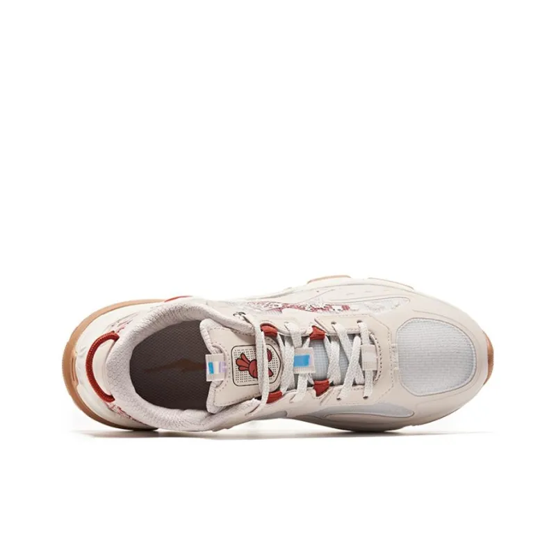 Erke Slip Resistant Cushioning Wear Resistant Low Top Running Shoes Women's Gray Red-3