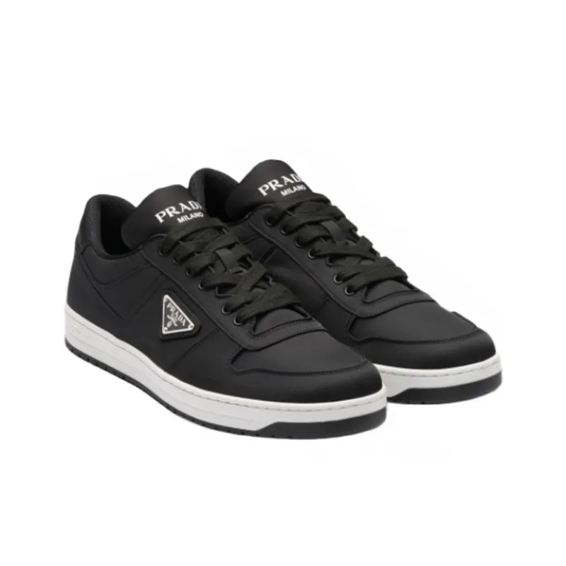 PRADA Re Nylon Gabardine Low Top Sneakers Black Black White-1