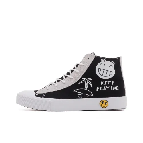 WARRIOR Canvas Shoes Unisex High-Top Black/White