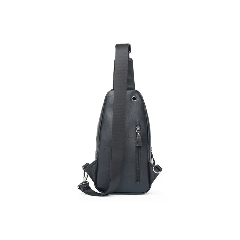Old Man's Head Cow Leather Shoulder Bag Crossbody Bag Sling Bags Regular Men's Black-2