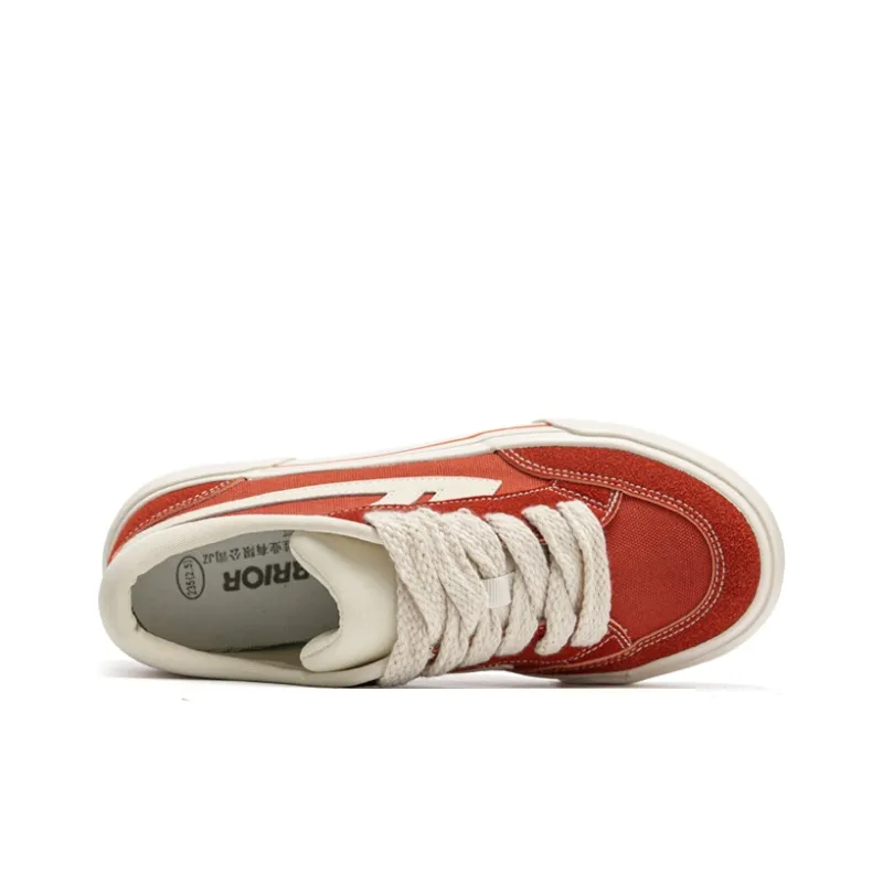 Warrior Slip Resistant, Abrasion Resistant, Lightweight Low Top Canvas Shoes Unisex Rusty Red Beige-3