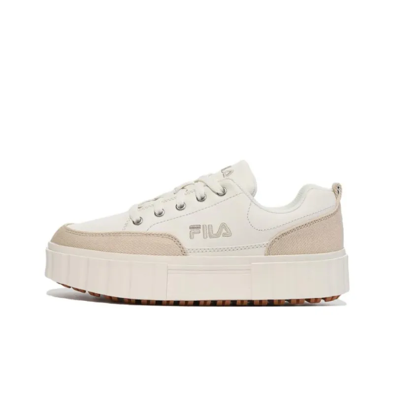FILA Sand Blast Row Sand Blast Row Lightweight And Breathable Low Top Skateboard Shoes Unisex Ecru Korean Style-0