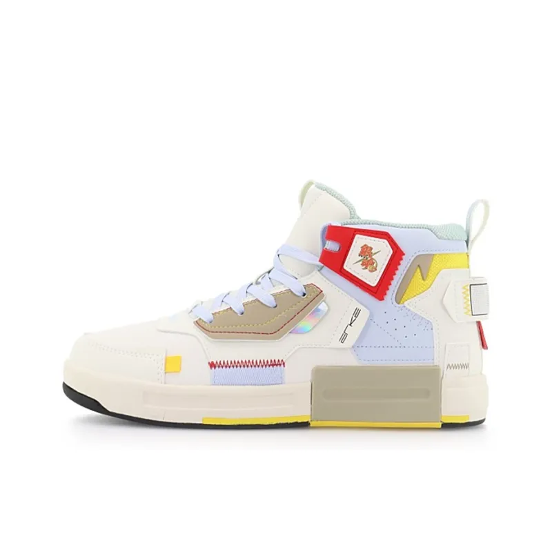 Erke Gintama Anti Slip Wear Resistant High Top Skateboard Shoes Men's White Blue-0