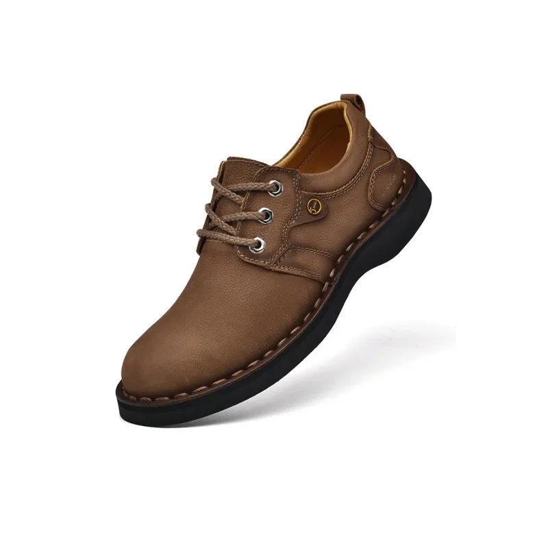 Laoks Men's Casual Shoes Men Low Top Light Brown/Dark Brown/Black-2
