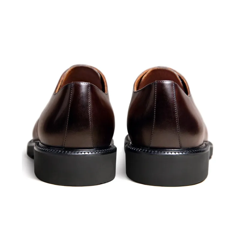 Zuti British Business Formal Derby Shoes Casual Shoes Men's Dark Brown Matte-3