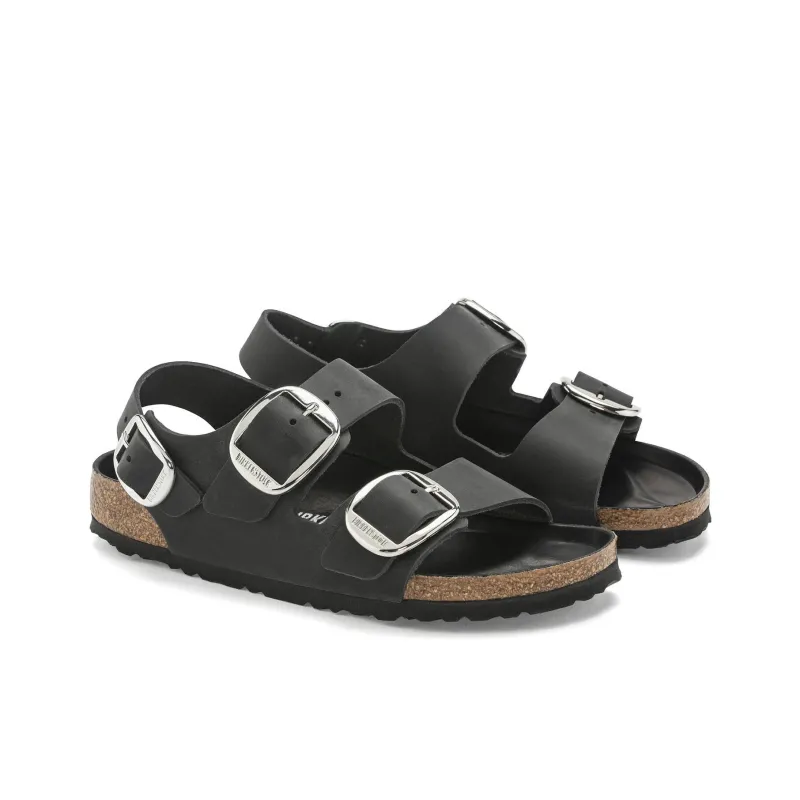 Birkenstock Milano Big Buckle Stylish Sandals Women's Black-2