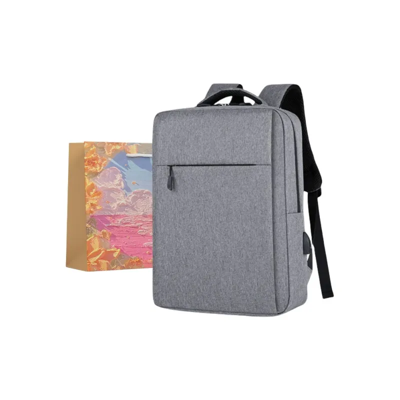 BRINCH Oxford Backpack Men's Black/Dark Gray/Light Gray-4