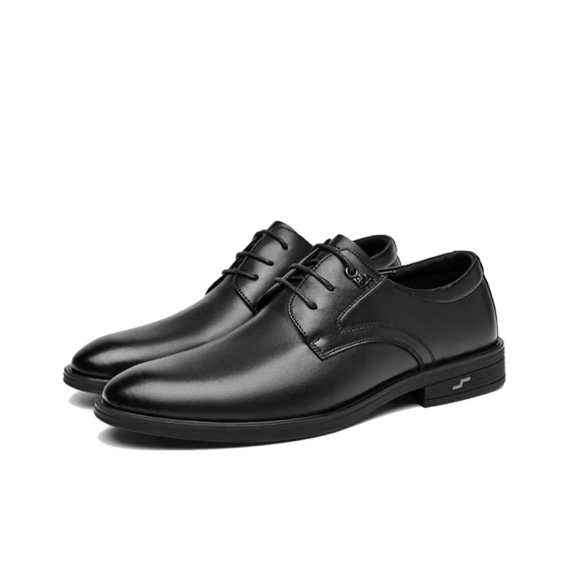 HLA Dress Shoes Men Low Top Black/Brown-2