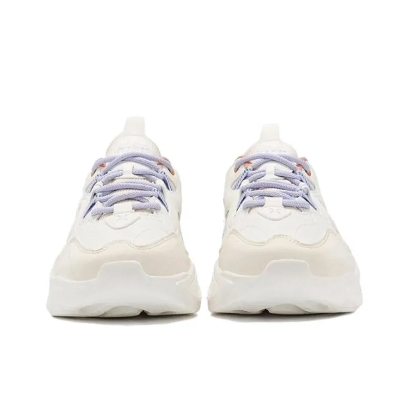 XTEP Mibian Durable Breathable Low-Top Sports Casual Shoes Women's Sail White Ivory Powder-5