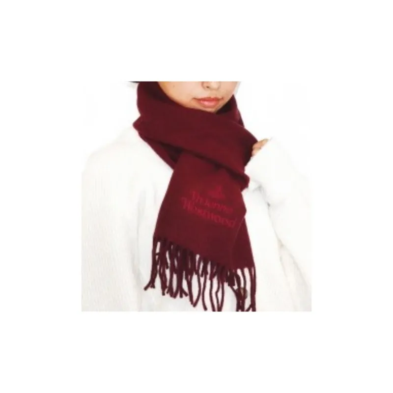 Vivienne Westwood ORB Fringe Embroidered Knit Scarves Women's-3