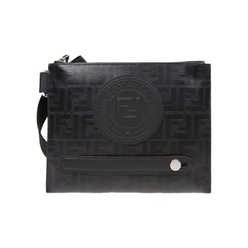 FENDI PVC Envelope Bag Shoulder Bag Crossbody Bag Men's Black
