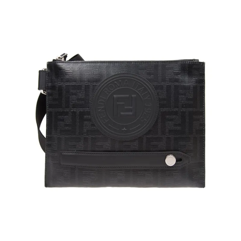 FENDI PVC Envelope Bag Shoulder Bag Crossbody Bag Men's Black-0