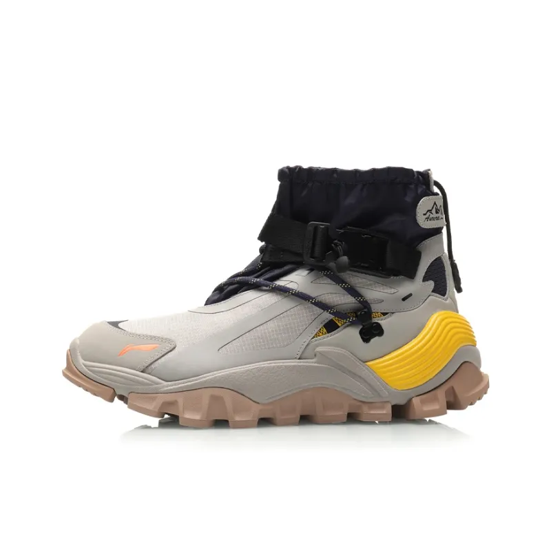 LiNing Casual Shoes Men High Top Silver Fish Gray/Black/Yellow-0