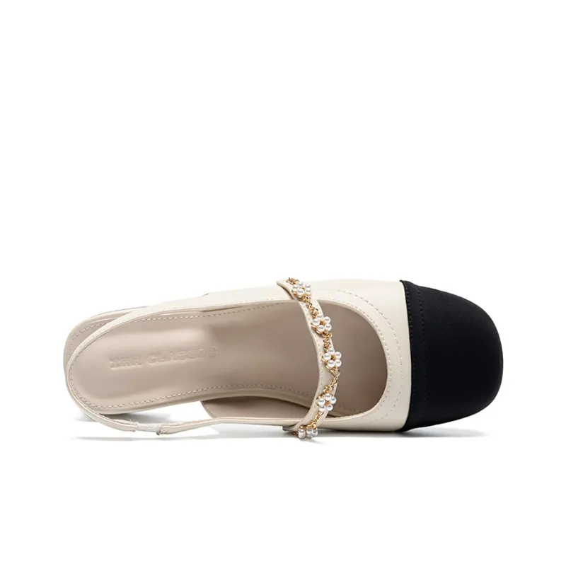 ZHR Wrap up Sandals Casual Single Shoes 3cm Women's Beige Black-4