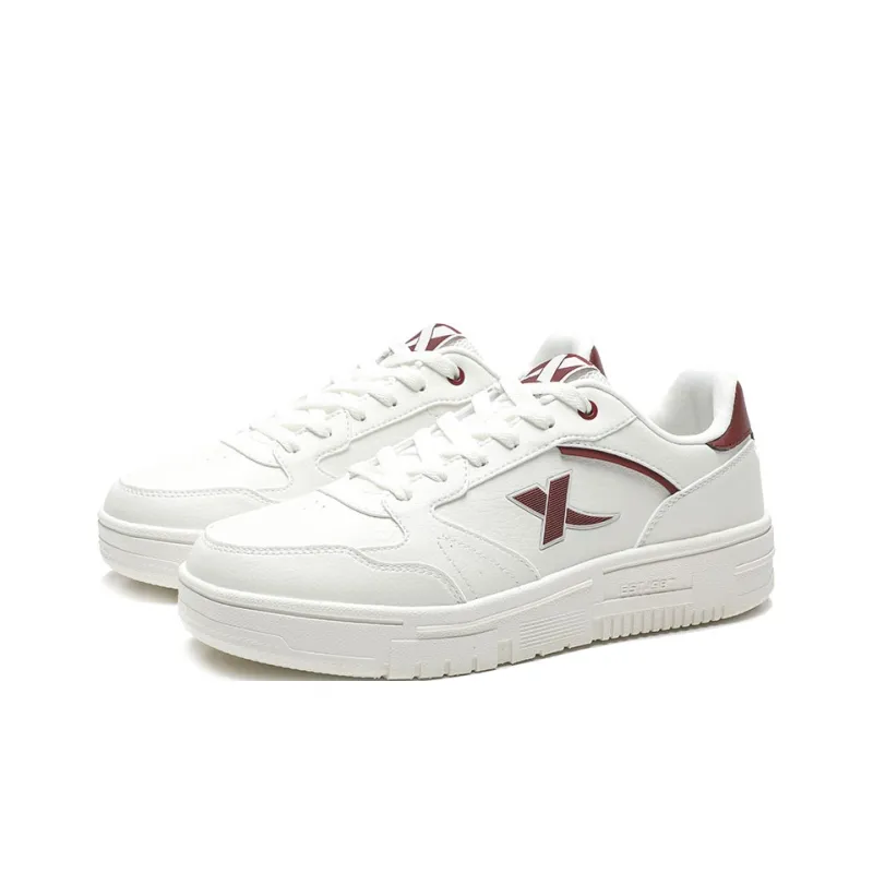 XTEP Waterproof And Wear resistant Low Top Skateboard Shoes Men's White Red-2