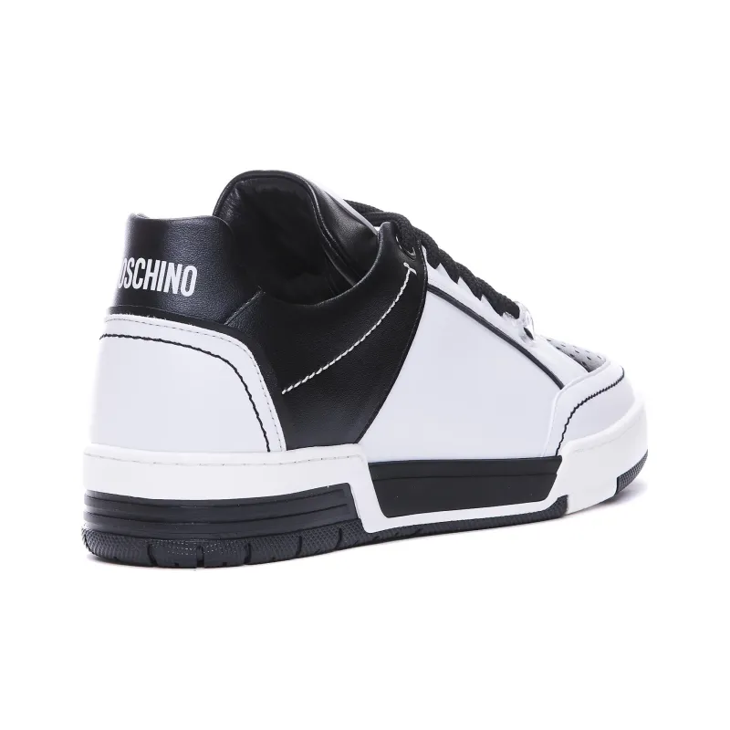 MOSCHINO Low Top Skateboard Shoes Men's White-3