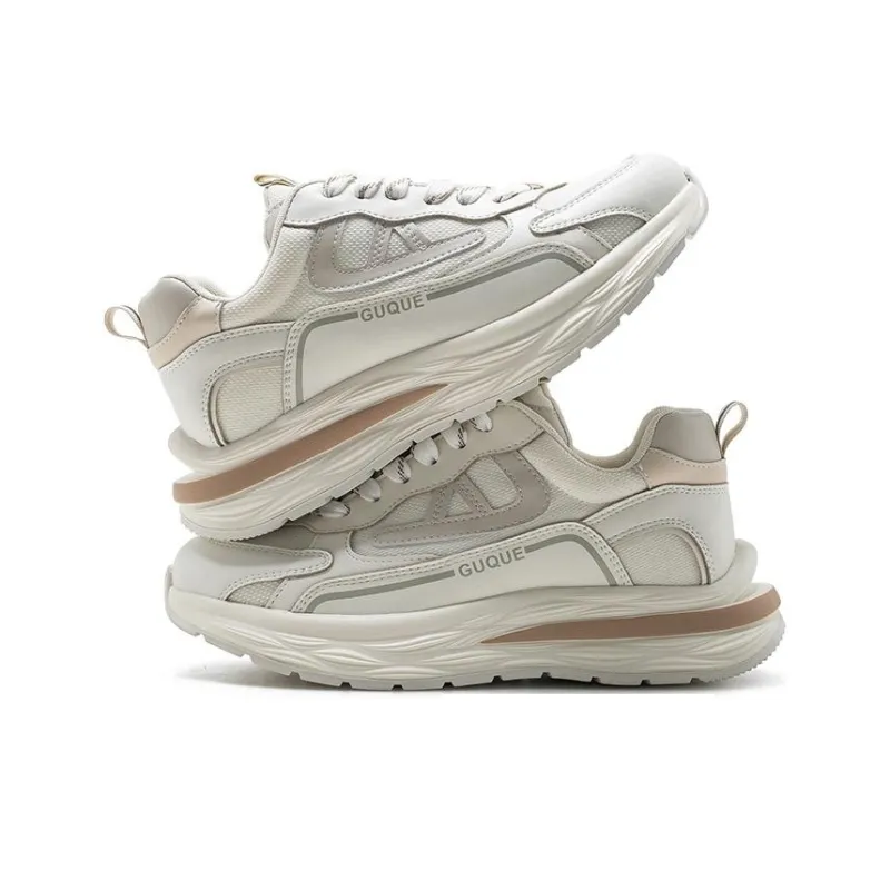 Ancient Finches Cushioning Lightweight Low Top Chunky Sneakers Unisex White Gray-2