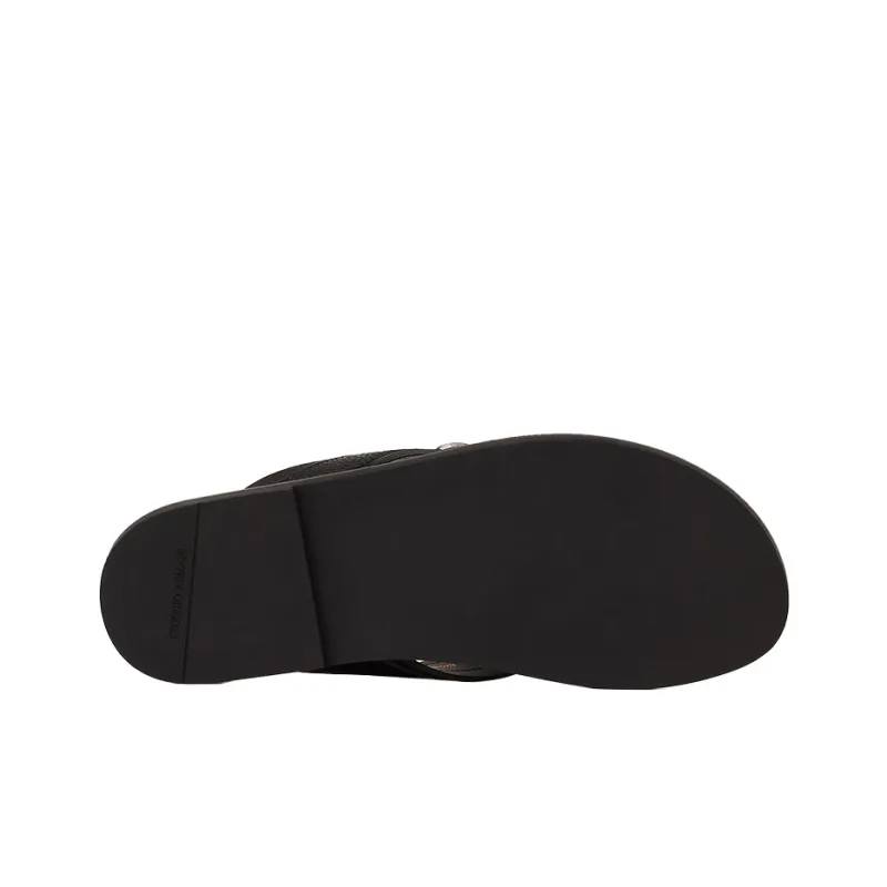 GIORGIO ARMANI Logo-plaque Leather Flip Flops-5