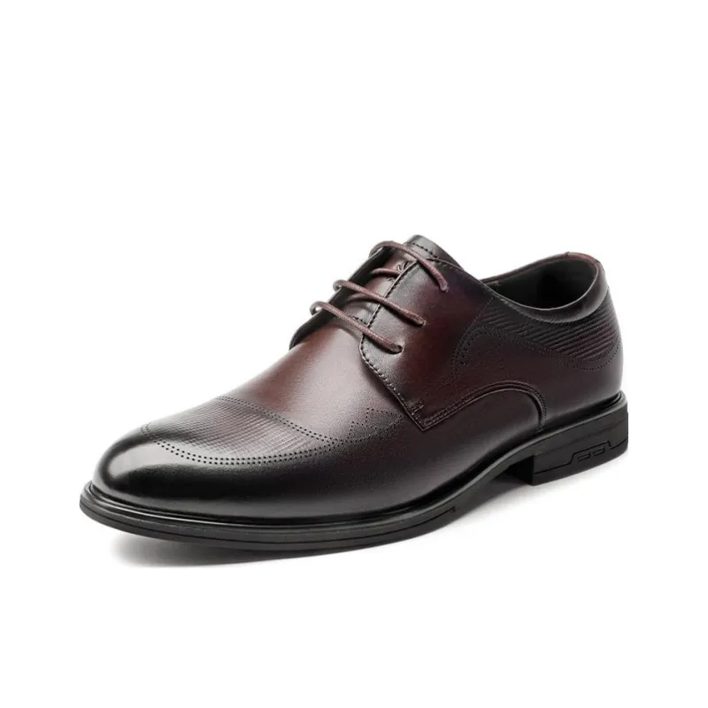 Spider King Dress Shoes Men Low Top Black/Brown Color-7