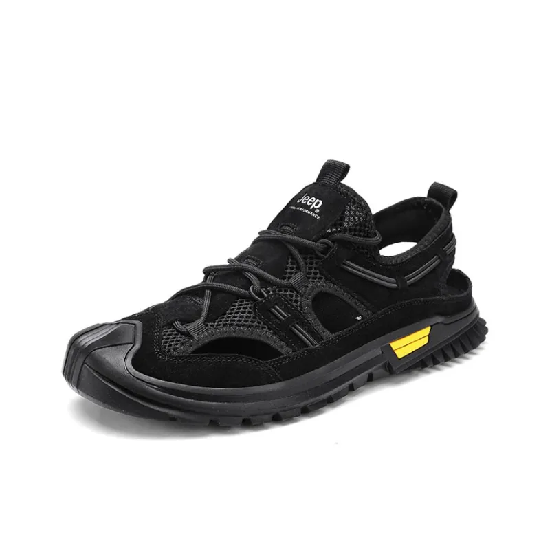 Jeep Breathable And Wear resistant River Trekking Shoes Men's Black-2