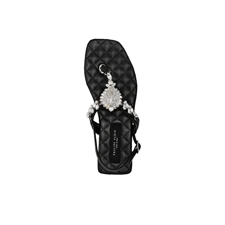 PHILIPP PLEIN Crystal-skull Leather Sandals-3