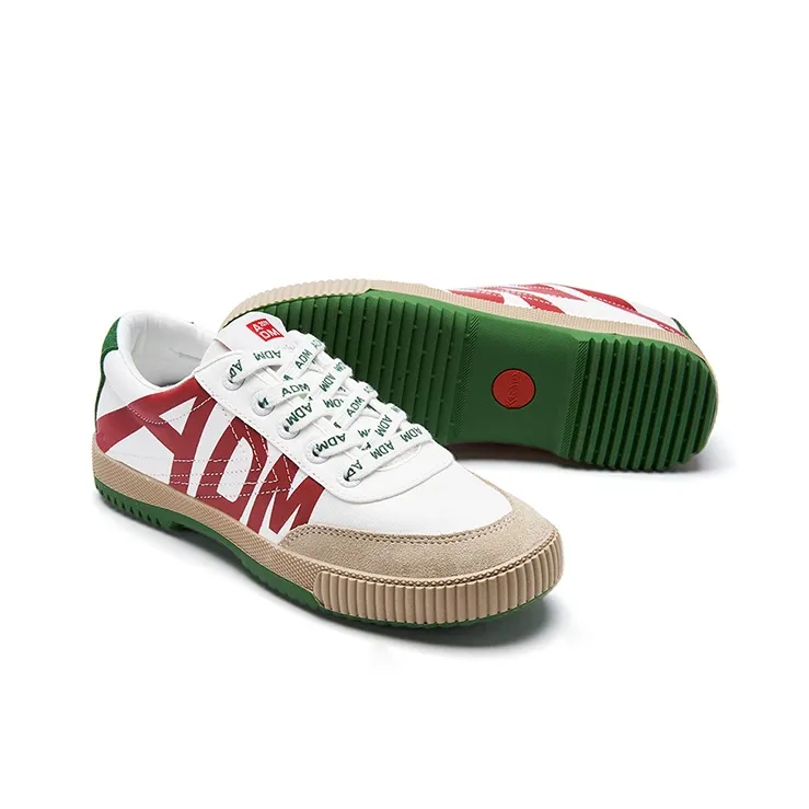 Adm x Feiyue Canvas Shoes Unisex White Red Green-3