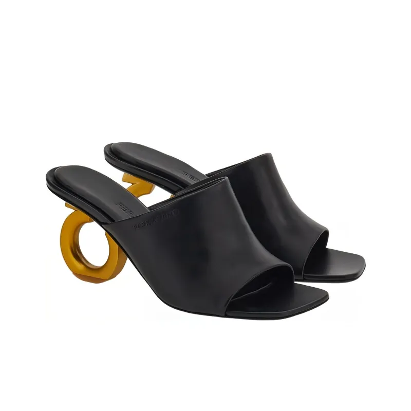FERRAGAMO Sculpted-logo-heel Mules-2