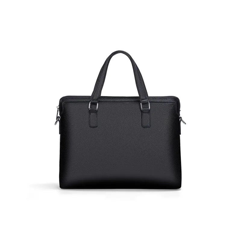 Old Man's Head Top Grain Cow Leather Briefcase Handbag Shoulder Bag Regular Men's Black-2