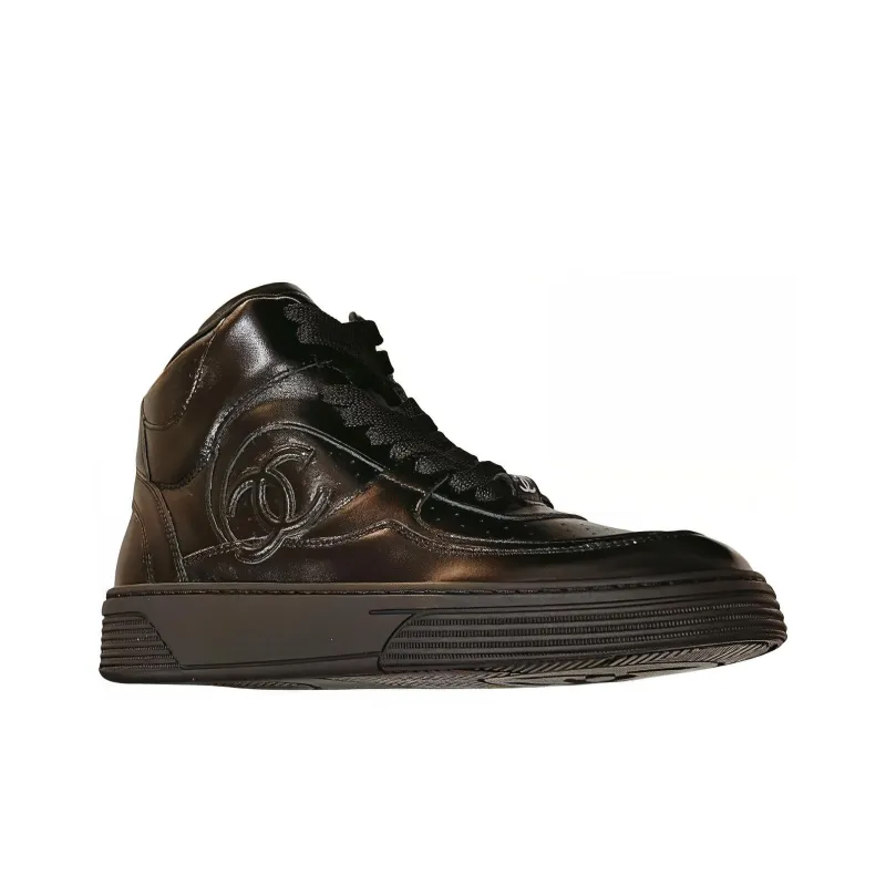 CHANEL Cushioning Impact Resistance High-Top Skateboard Shoes Women's Black-1