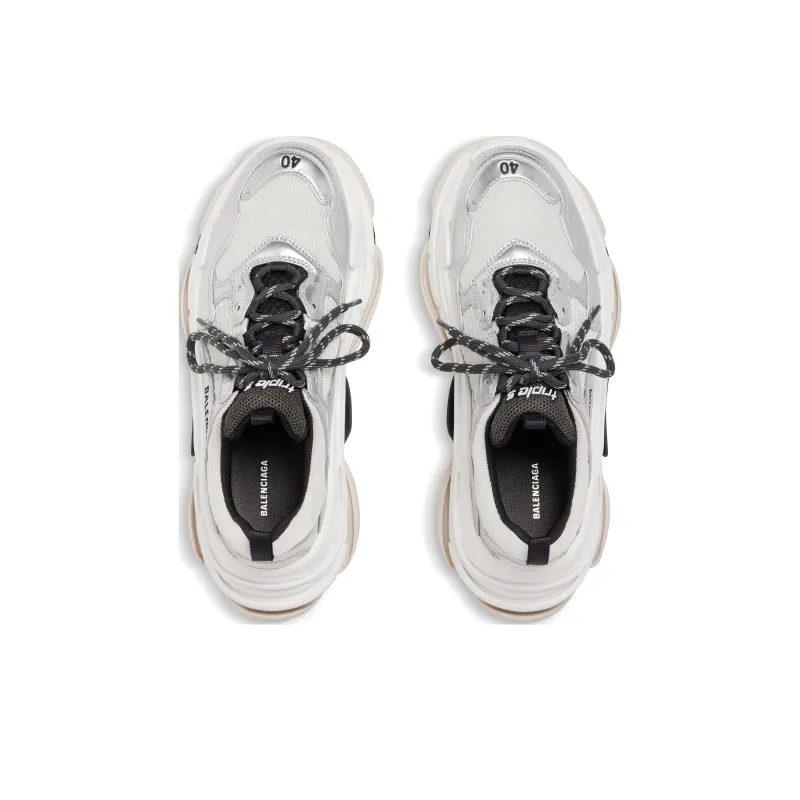 Balenciaga Triple S Sneakers 'Black White Silver Double Foam And Mesh' Women's-1