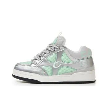 CANDYDONDA Liquid Metal Mid-Top Skateboard Shoes Unisex Silver Green