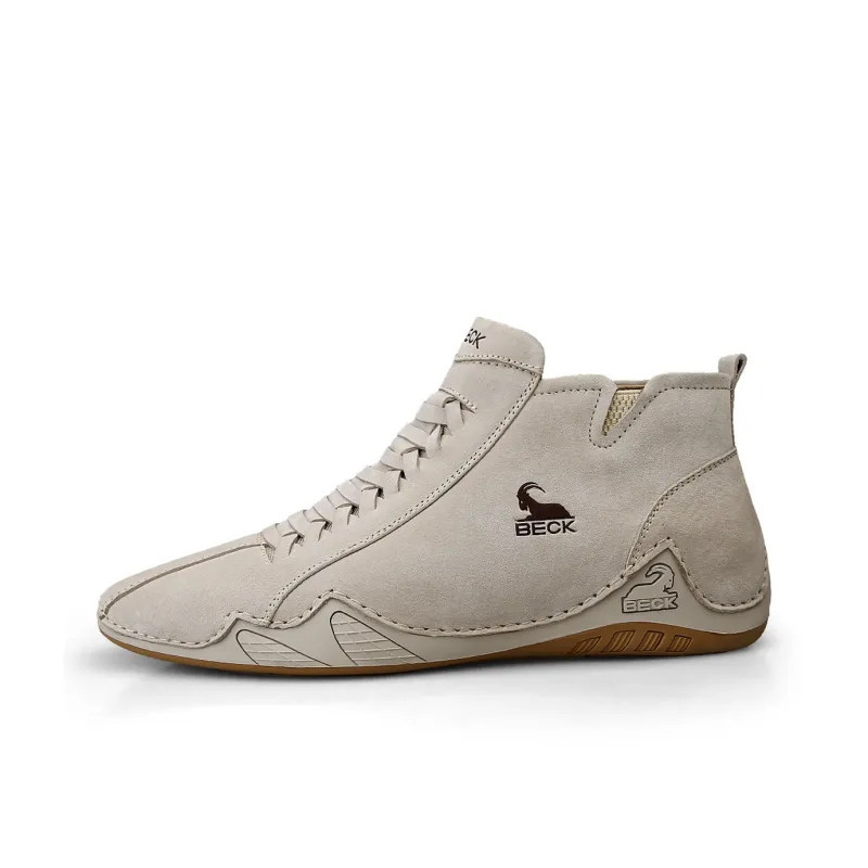 BECK Men's Casual Shoes Men Mid Top Gray, Beige-5