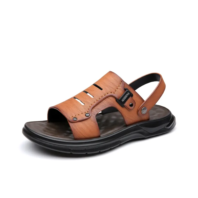 PAMATE Beach Sandals Men Gray/Yellow/Brown-9