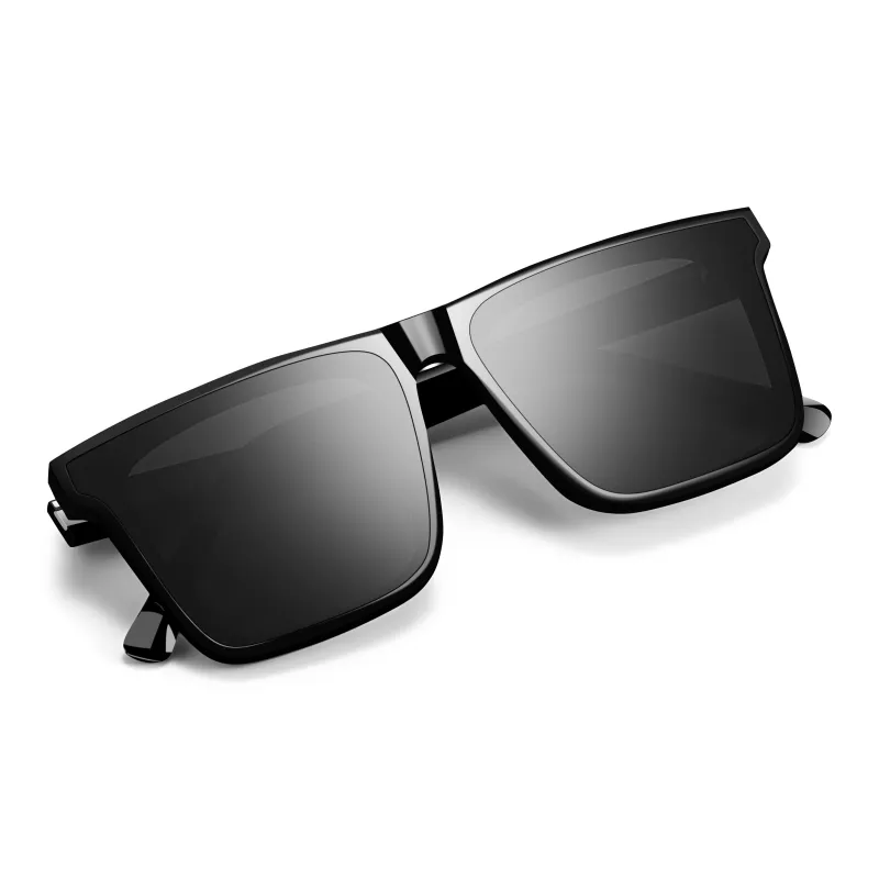 TXX Plate Frame Square Sunglasses Unisex Black-7