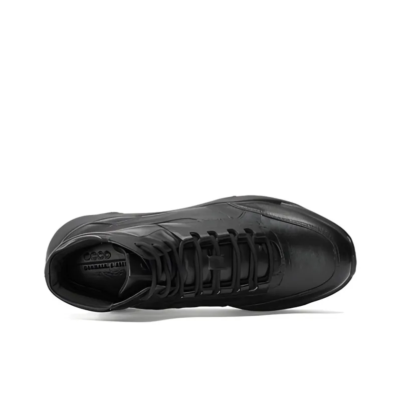 Ecco Anti-Slip Wear-Resistant High-Top Chunky Sneakers Black-2